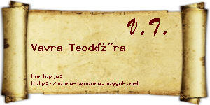 Vavra Teodóra névjegykártya